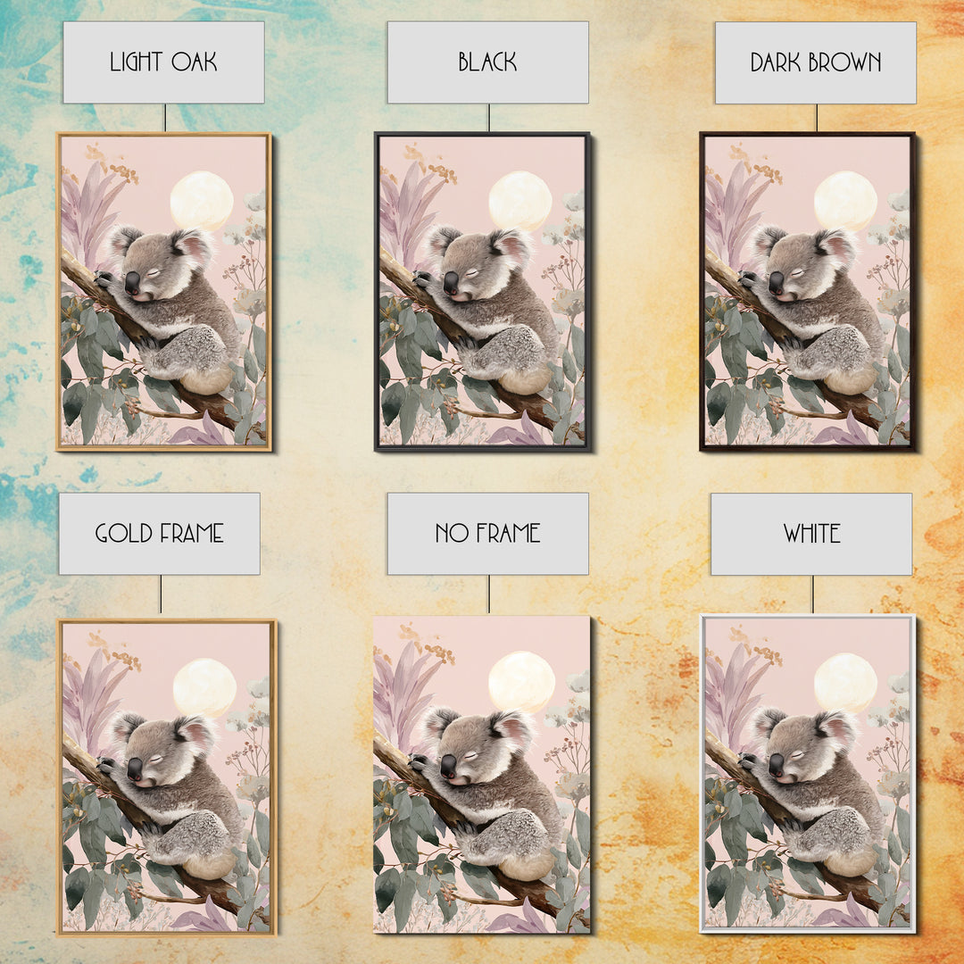 Sleeping Koala on Eucalyptus Branch Canvas Print, Nursery Art, Wall Hangings, Nursery Decor, Oil Painting, Nursery, NUR-2x3-45