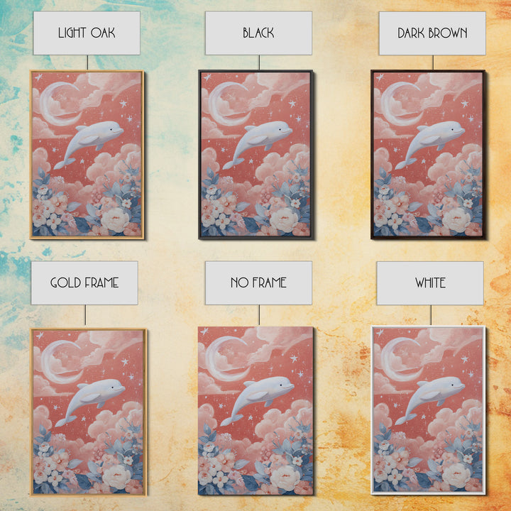 Friendly Ocean Creatures Framed Canvas Print, Nursery Art, Gallery Decor, Nursery Decor, Fine Art, Nursery, Wall Art, NUR-2x3-56