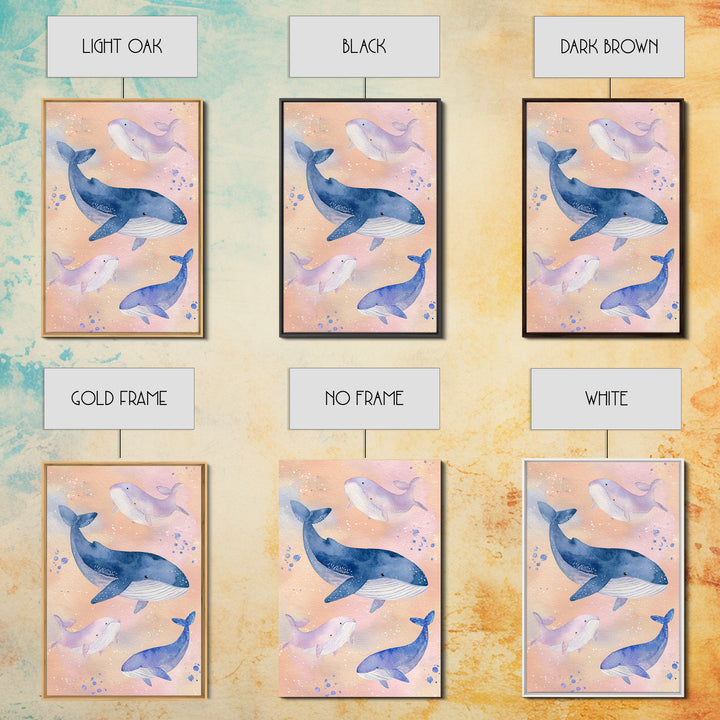 Whale and Tiny Stars Framed Canvas Print, Nursery Art, Room Decor, Nursery Decor, Nursery, Printable Art, Wall Art Print, NUR-2x3-64