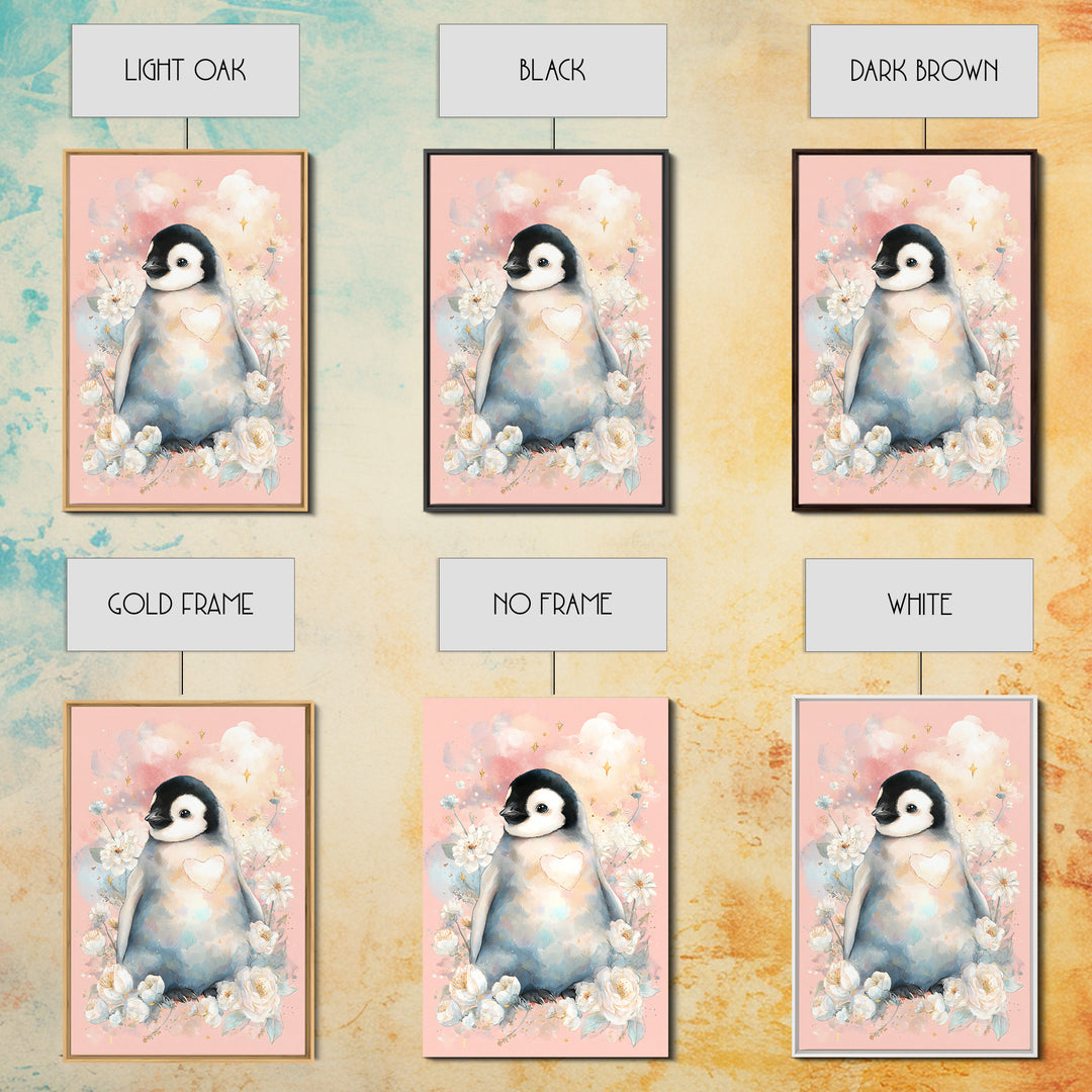 Penguin Holding a Little Heart Shape Canvas Print, Nursery Art, Wall Decor, Nursery Decor, Fine Art, Nursery, Playroom Decor, NUR-2x3-66