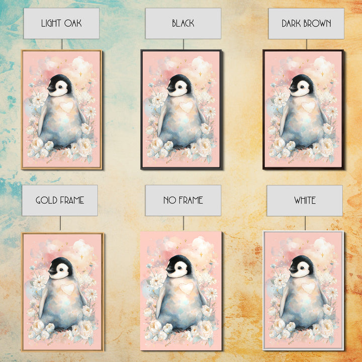 Penguin Holding a Little Heart Shape Canvas Print, Nursery Art, Wall Decor, Nursery Decor, Fine Art, Nursery, Playroom Decor, NUR-2x3-66