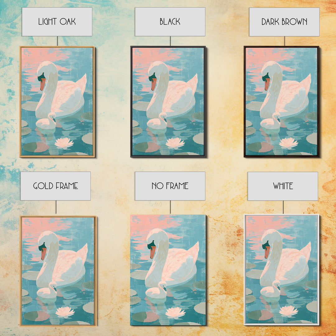 Swan and Cygnet Canvas Print, Nursery Art, Nursery Decor, Oil Painting, Nursery, Wall Art Print, Nursery Wall Decor, NUR-2x3-72