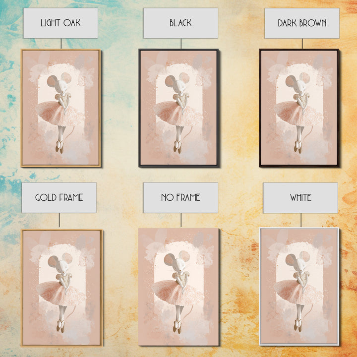 Ballet Mouse in Storybook Style Framed Canvas Print, Nursery Art, Girl Nursery Decor, Nursery Decor, Fine Art, Nursery, NUR-2x3-76