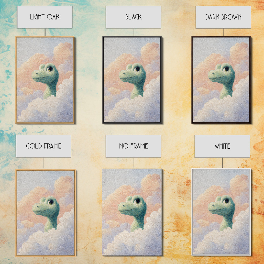 Tiny Dinosaur with Friendly Expression Canvas Print, Nursery Art, Digital Download Art, Nursery Decor, Oil Painting, Nursery, NUR-2x3-95