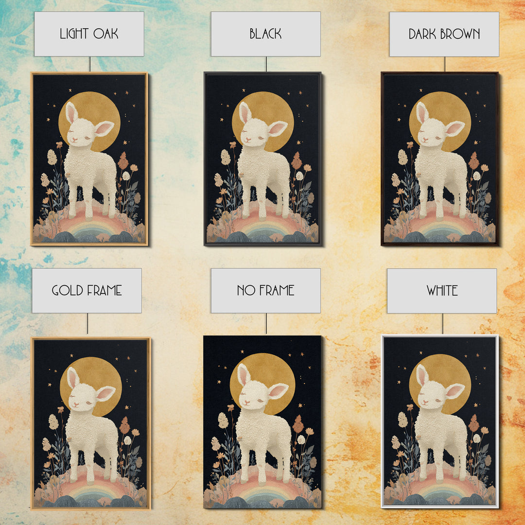 Little Lamb under a Starry Sky Canvas Print, Nursery Art, Nursery Prints, Nursery Decor, Fine Art, Nursery, Kids Wall Decor, NUR-2x3-99