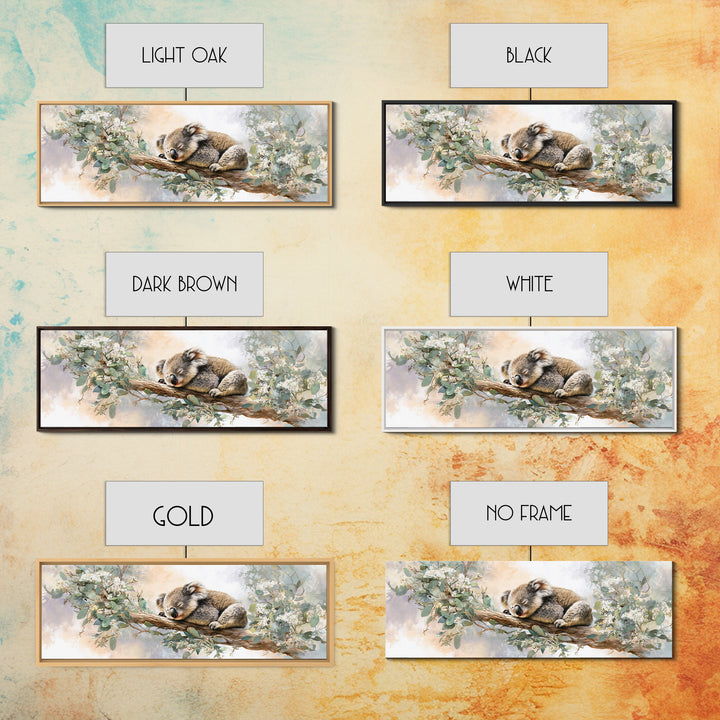 Sleeping Koala on Eucalyptus Branch Canvas Print, Nursery Art, Wall Art Set of 3, Nursery Decor, Nursery, Dinosaur Wall Art, NUR-3x1-29