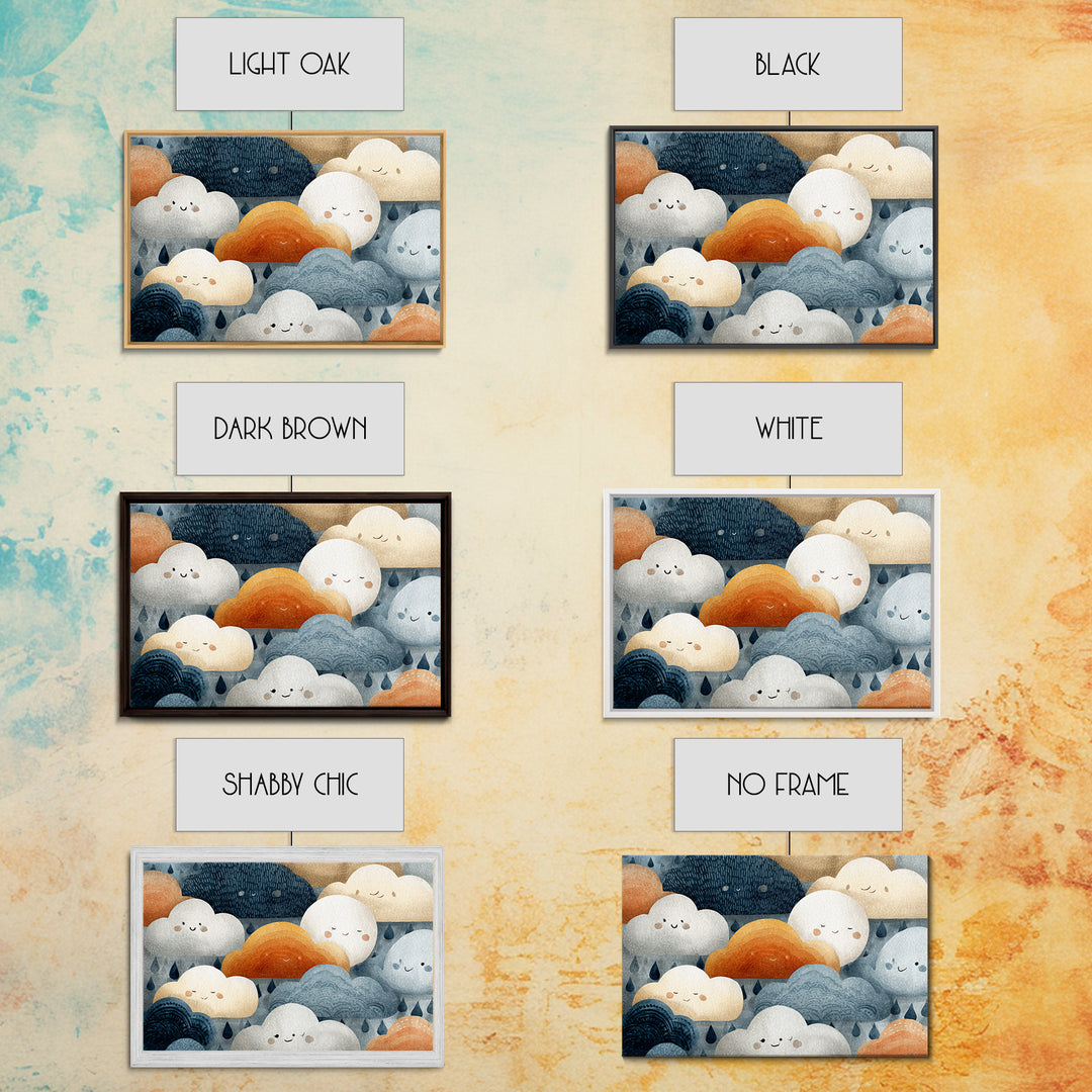 Clouds and Raindrops Framed Canvas Print, Nursery Art, Printable Wall Art, Nursery Decor, Fine Art, Nursery, Butterfly Wall Art, NUR-3x2-2