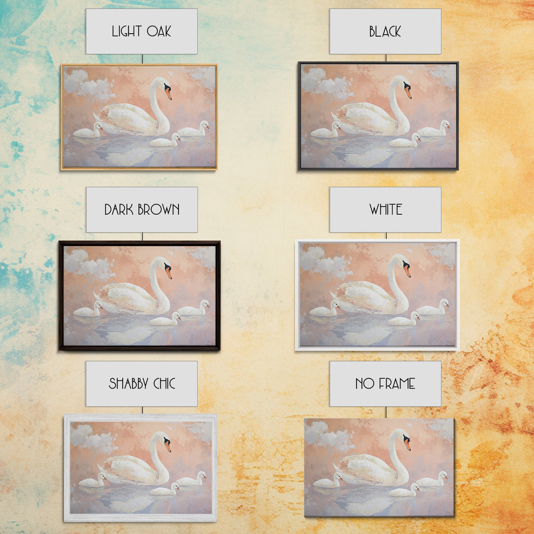 Swan and Cygnet Framed Canvas Print, Nursery Art, Wall Art Set of 3, Nursery Decor, Fine Art, Nursery, Dinosaur Wall Art, NUR-3x2-20