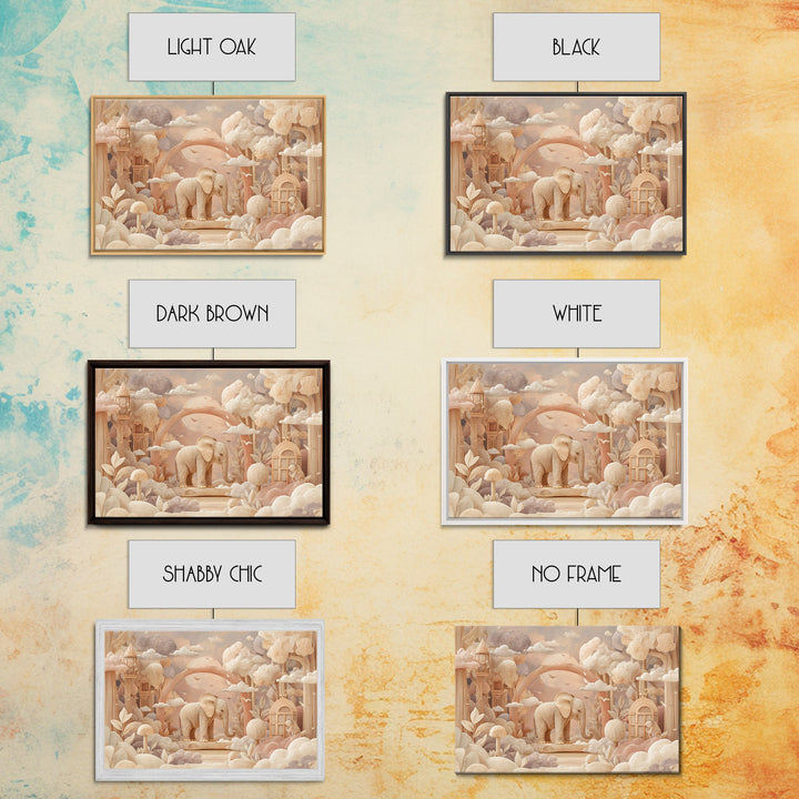 Animal Alphabet Scene Without Readable Letters Framed Canvas Print, Nursery Art, Gallery Decor, Nursery Decor, Nursery, NUR-3x2-39