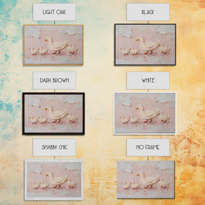 Ducklings Following a Mother Duck Canvas Print, Nursery Art, Playroom Decor, Nursery Decor, Oil Painting, Nursery, NUR-3x2-42