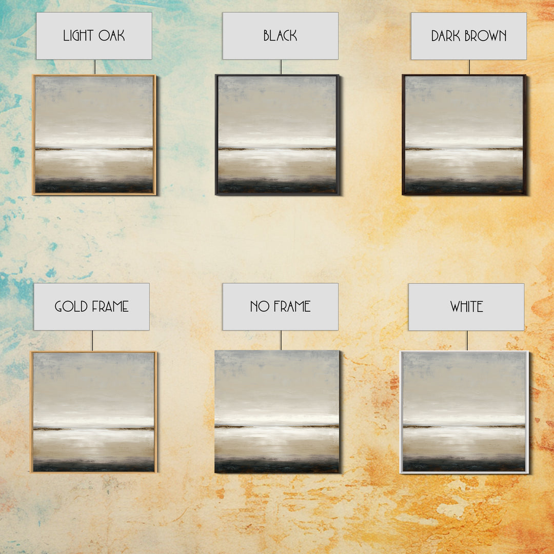Dignified Neutral Landscape Framed Canvas Print, Office Art, Digital Wall Art, Office Decor, Oil Painting, Focus, OFF-1x1-7