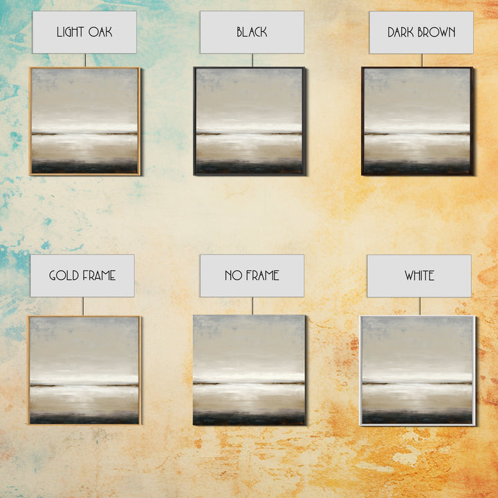 Dignified Neutral Landscape Framed Canvas Print, Office Art, Digital Wall Art, Office Decor, Oil Painting, Focus, OFF-1x1-7