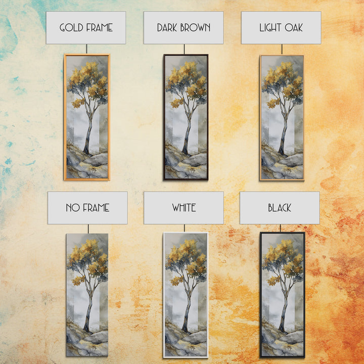 Ink Wash Tree Symbolizing Stability Framed Canvas Print, Office Art, Cubicle Decor, Office Decor, Fine Art, Focus, OFF-1x3-50