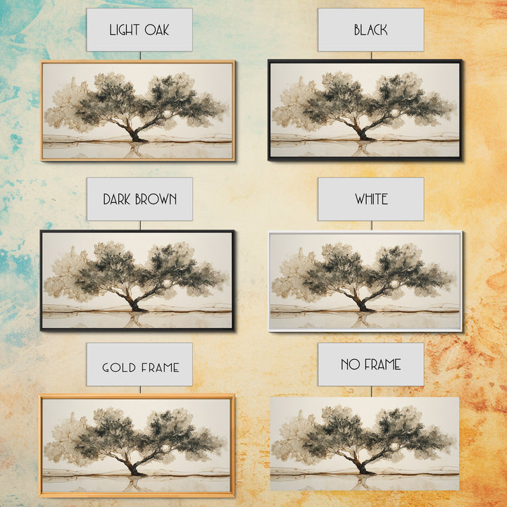 Ink Wash Tree Symbolizing Stability Canvas Print, Office Art, Wall Art, Office Decor, Fine Art, Focus, Boho, Art Deco, OFF-2x1-82