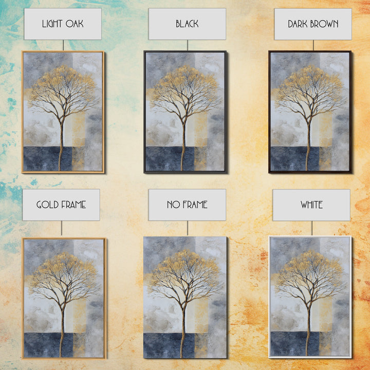 Ink Wash Tree Symbolizing Stability Framed Canvas Print, Office Art, Textured Painting, Office Decor, Fine Art, Focus, OFF-2x3-22