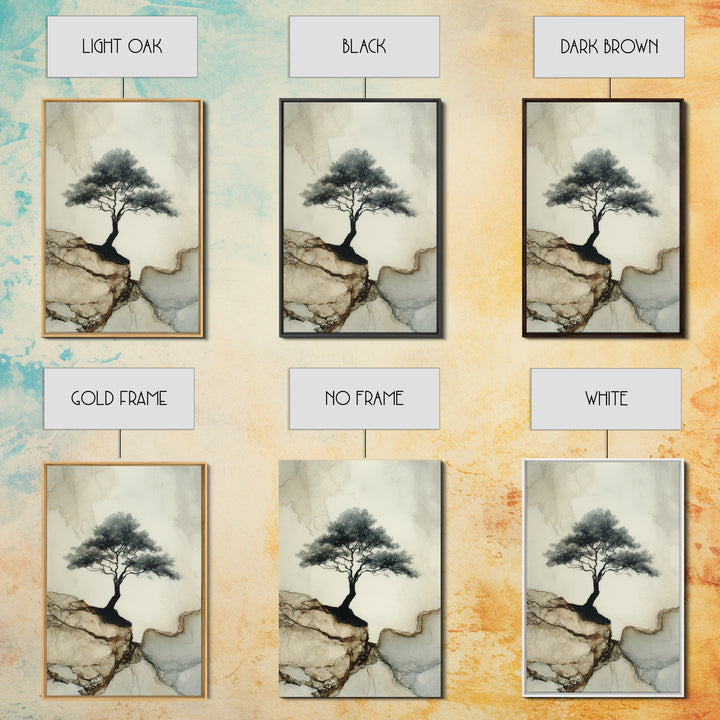 Ink Wash Tree Symbolizing Stability Canvas Print, Office Art, Poster, Office Decor, Fine Art, Focus, Canvas Wall Art, OFF-2x3-70