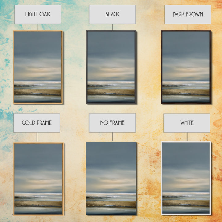 Dignified Neutral Landscape Framed Canvas Print, Office Art, Abstract Art, Office Decor, Oil Painting, Focus, OFF-2x3-87