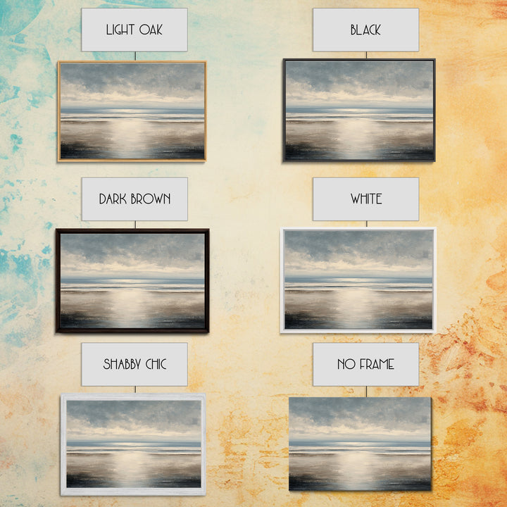Calm Ocean Horizon for Stress Relief Framed Canvas Print, Office Art, Neutral Decor, Office Decor, Fine Art, Focus, Wall Art, OFF-3x2-39