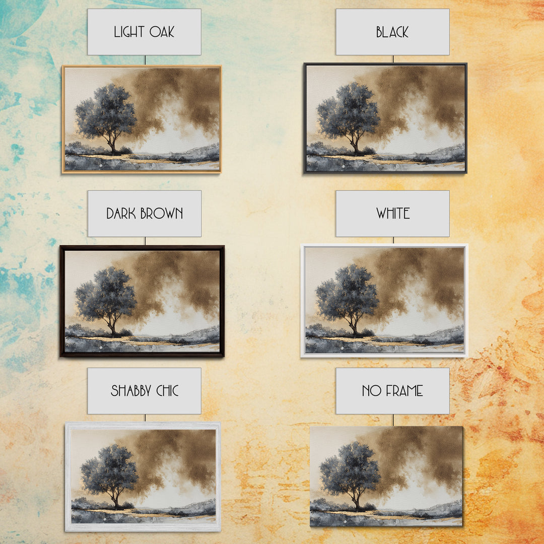 Ink Wash Tree Symbolizing Stability Canvas Print, Office Art, Art Deco, Office Decor, Fine Art, Focus, Bedroom Wall Art, OFF-3x2-66