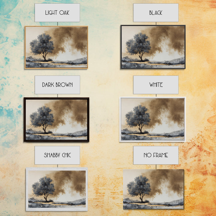 Ink Wash Tree Symbolizing Stability Canvas Print, Office Art, Art Deco, Office Decor, Fine Art, Focus, Bedroom Wall Art, OFF-3x2-66