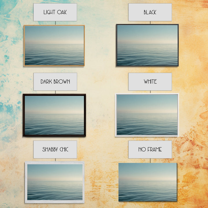 Calm Ocean Horizon for Stress Relief Framed Canvas Print, Office Art, Fine Art Print, Office Decor, Fine Art, Focus, Poster, OFF-3x2-87