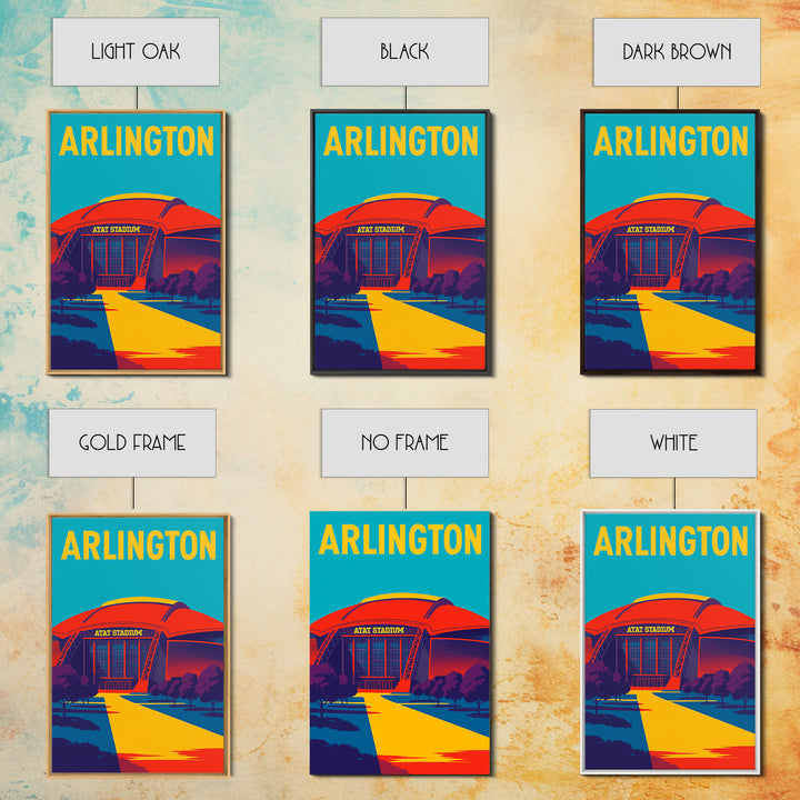 Arlington Texas Travel Poster, Canvas Print, Colorful Graphic Wall Art, Arlington Travel Art, Retro Travel Print, Travel Poster Art