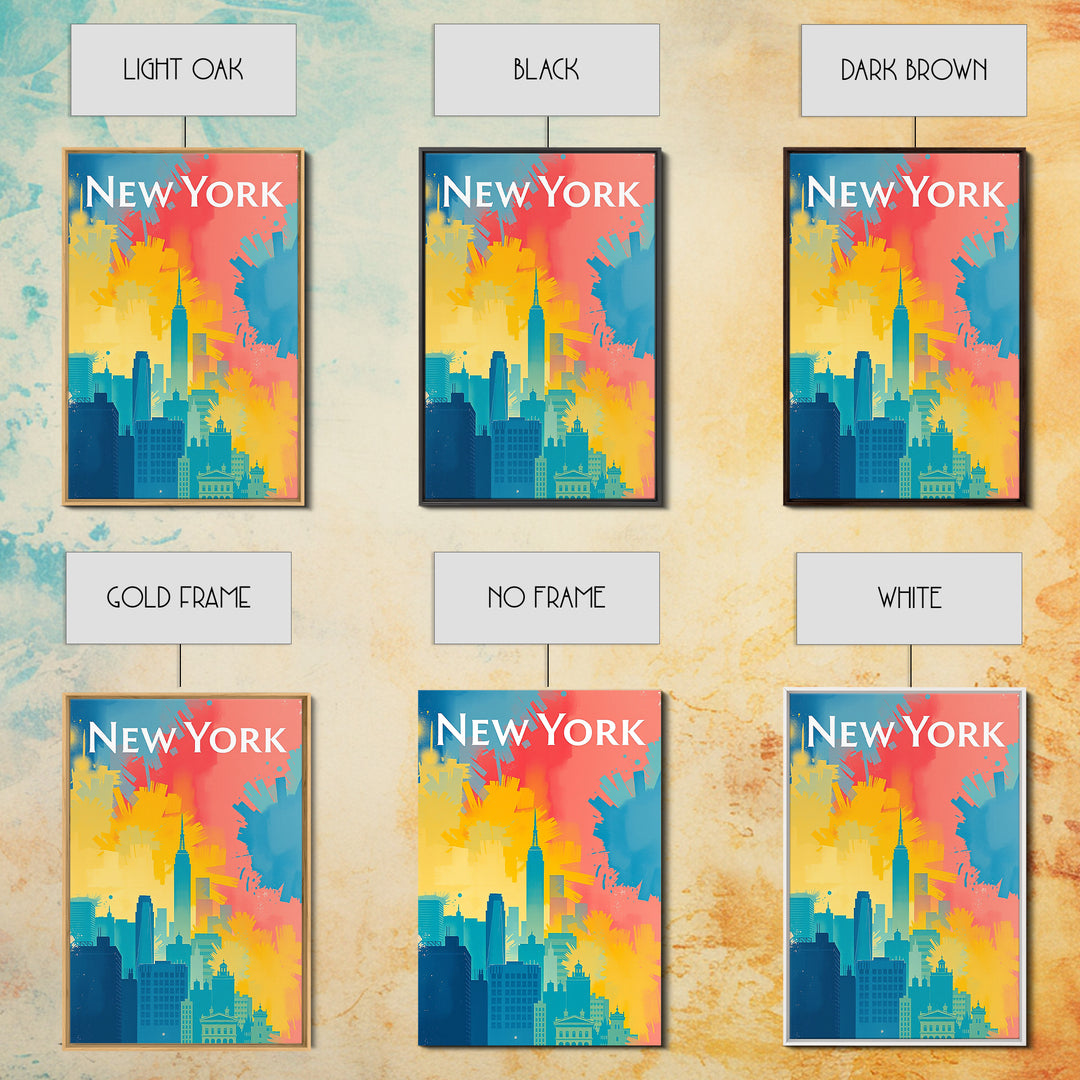 New York Travel Poster, Framed Canvas Print, High Contrast City Poster, New York Art Print, Fine Art Print, Living Room Wall Art