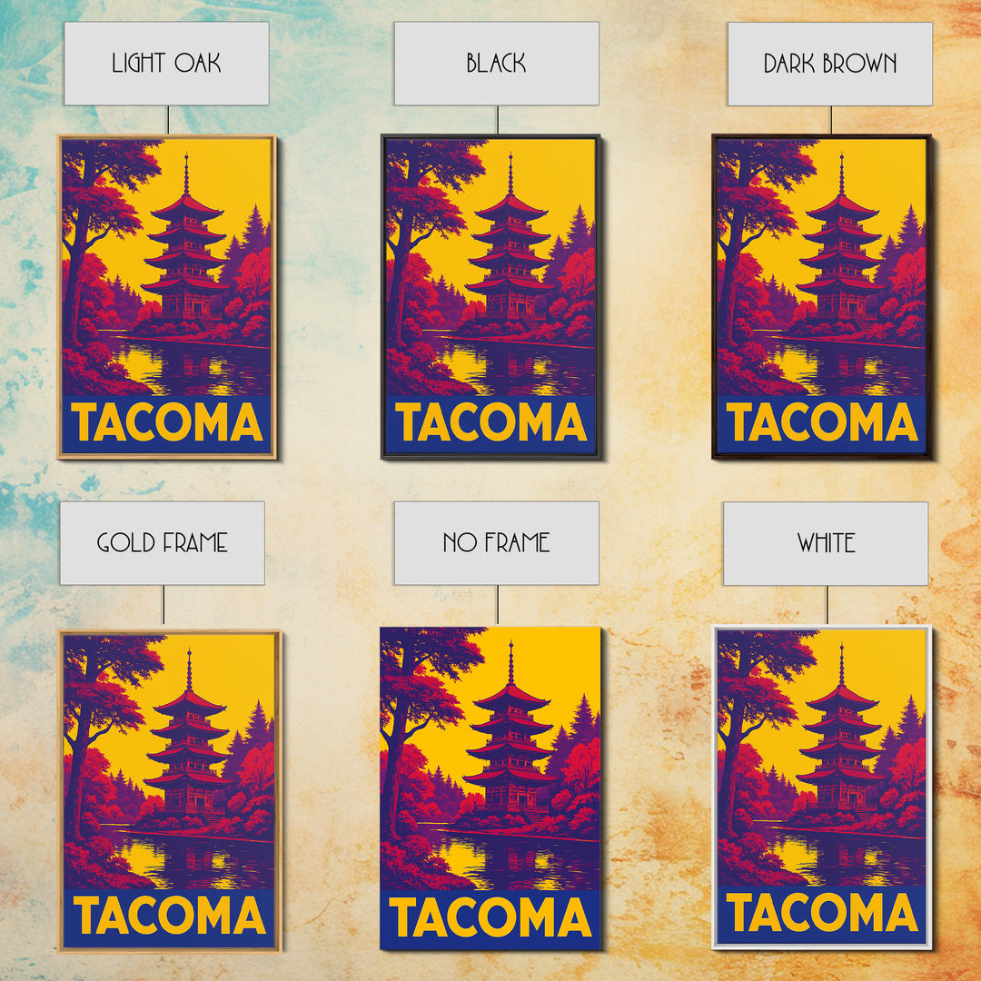 Tacoma Travel Poster, Framed Canvas Print, High Contrast City Poster, Tacoma Poster Print, Vintage City Poster, City Illustration