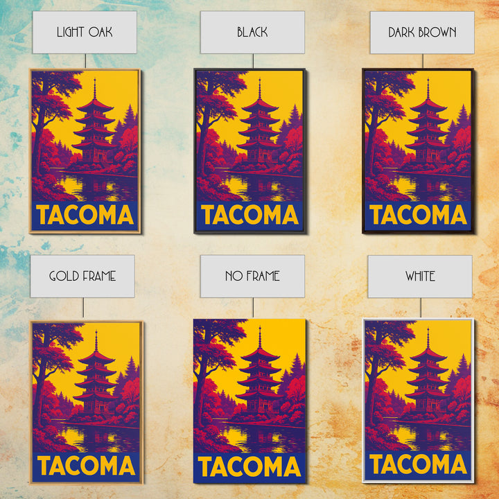 Tacoma Travel Poster, Framed Canvas Print, High Contrast City Poster, Tacoma Poster Print, Vintage City Poster, City Illustration