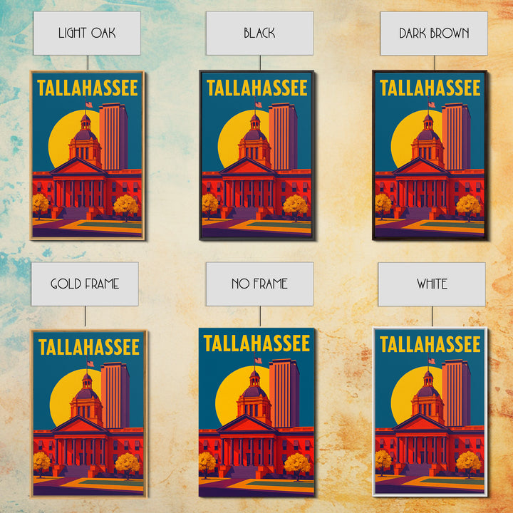Tallahassee Florida Travel Poster, Canvas Print, High Contrast City Poster, Tallahassee Wall Art, Gift For Travelers, Art Print, Wall Art