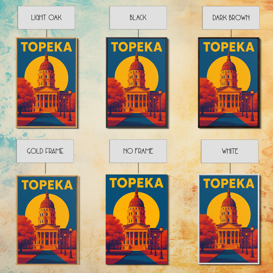 Topeka Kansas Travel Poster, Canvas Print, Colorful Graphic Wall Art, Topeka Wall Art, Home Office Decor, Travel Poster Set, Travel Gift