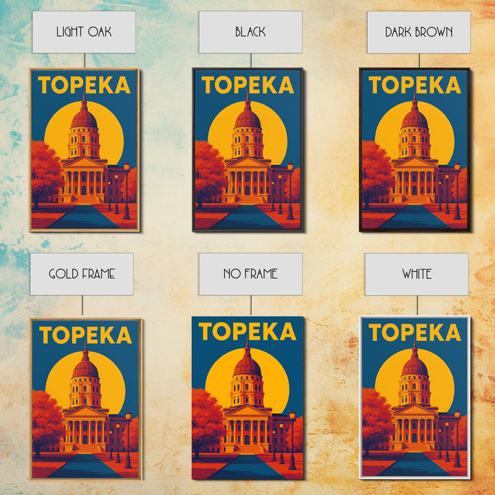 Topeka Kansas Travel Poster, Canvas Print, Colorful Graphic Wall Art, Topeka Wall Art, Home Office Decor, Travel Poster Set, Travel Gift