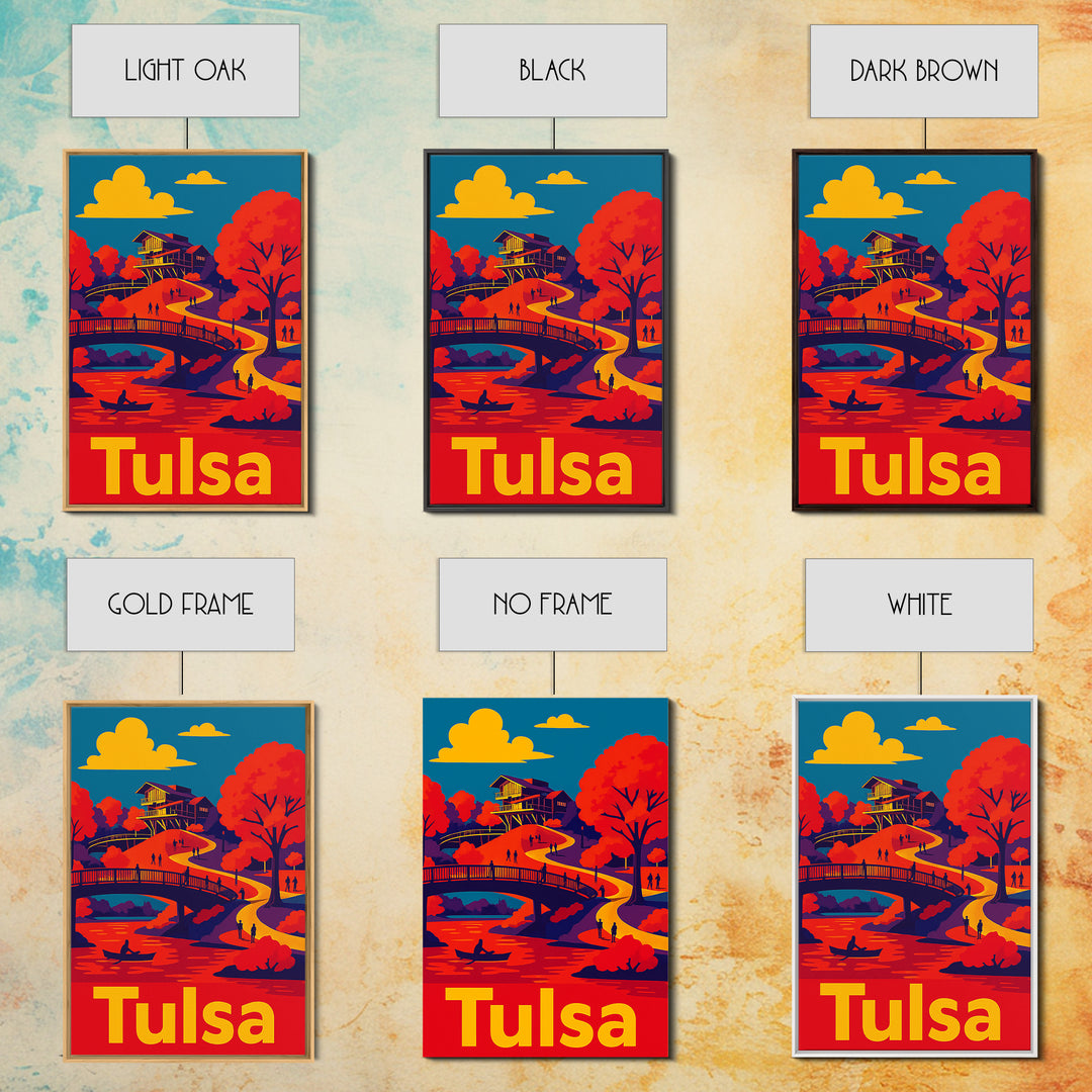 Tulsa Travel Poster, Canvas Print, Vibrant Retro Travel Art, Tulsa Art Print, Mid Century Wall Art, Gift For Travelers, Eclectic Wall Decor