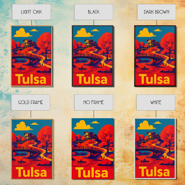 Tulsa Travel Poster, Canvas Print, Vibrant Retro Travel Art, Tulsa Art Print, Mid Century Wall Art, Gift For Travelers, Eclectic Wall Decor