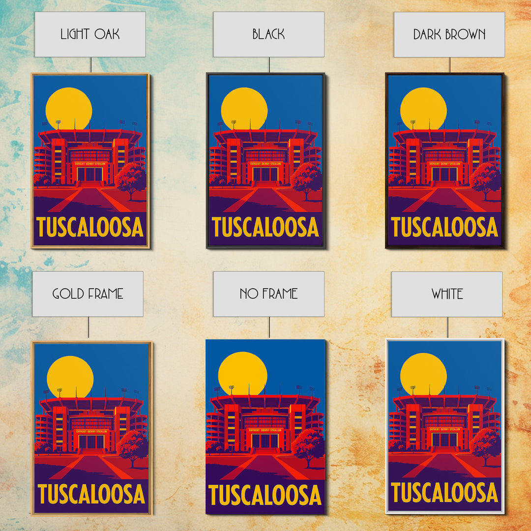 Tuscaloosa Alabama Travel Poster, Canvas Print, Bold Pop Art Poster, Tuscaloosa Poster Print, Art Print, Gift For Travelers, Skyline Art