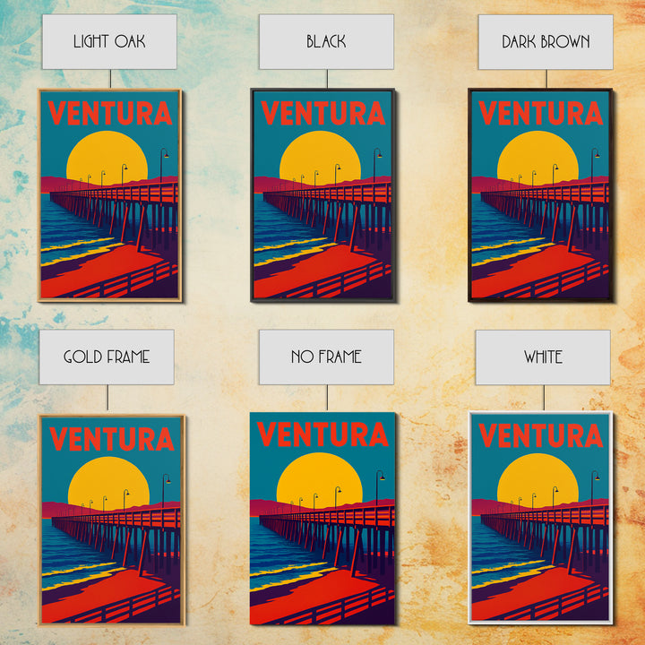 Ventura California Travel Poster, Framed Canvas Print, Vibrant Retro Travel Art, Ventura Poster Print, Travel Wall Decor, City Travel Prints