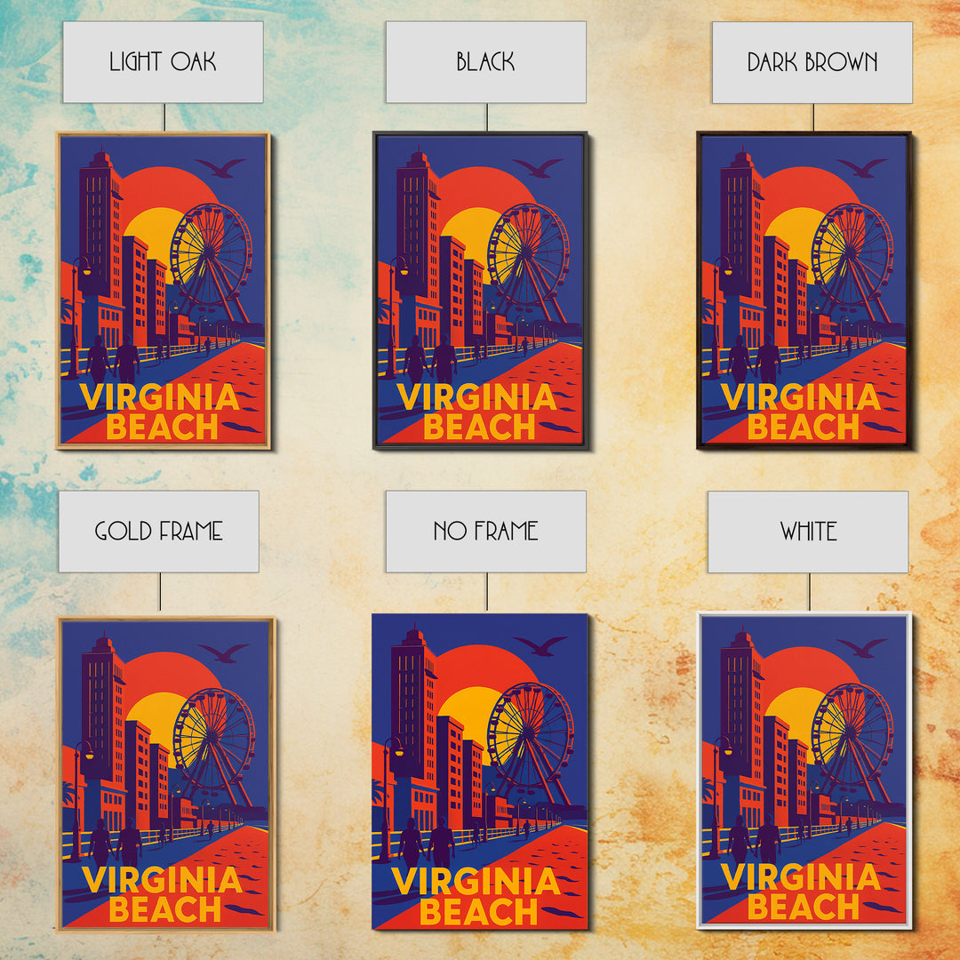 Virginia Beach Virginia Travel Poster, Canvas Print, Vibrant Retro Travel Art, Virginia Beach City Art, Travel Art Print, City Travel Prints