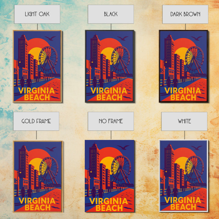 Virginia Beach Virginia Travel Poster, Canvas Print, Vibrant Retro Travel Art, Virginia Beach City Art, Travel Art Print, City Travel Prints