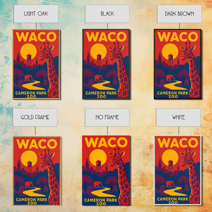 Waco Travel Poster, Framed Canvas Print, Bold Pop Art Poster, Waco Wall Art, Mid Century Wall Art, Retro Travel Print, City Art Print