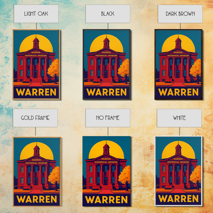 Warren Travel Poster, Framed Canvas Print, Bold Pop Art Poster, Warren Travel Art, City Art Print, Watercolor Skyline Art, City Illustration