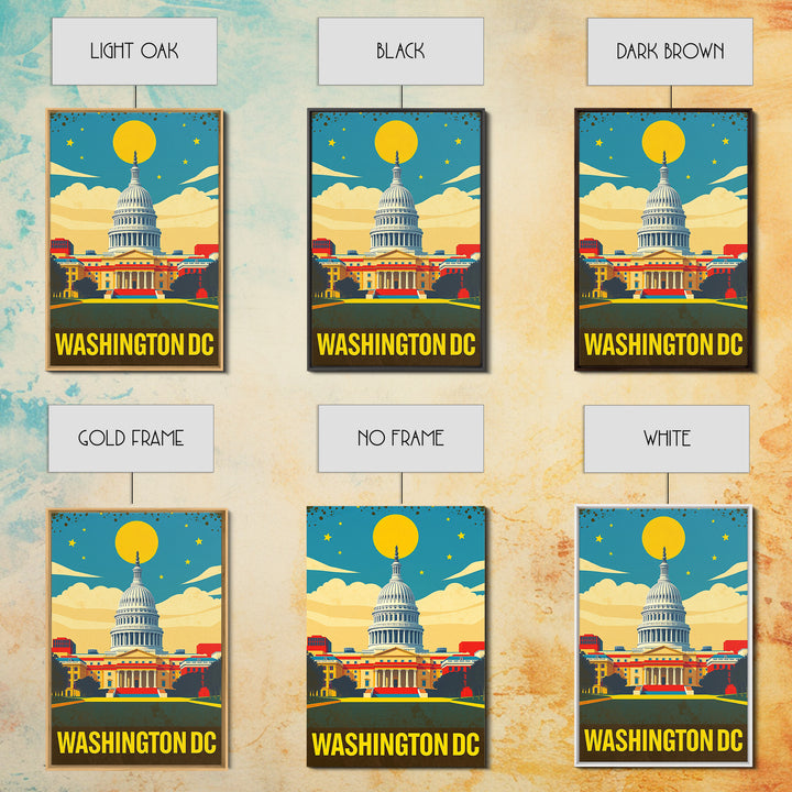 Washignton Travel Poster, Framed Canvas Print, Colorful Graphic Wall Art, Washignton Wall Art, Travel Wall Decor, City Travel Prints