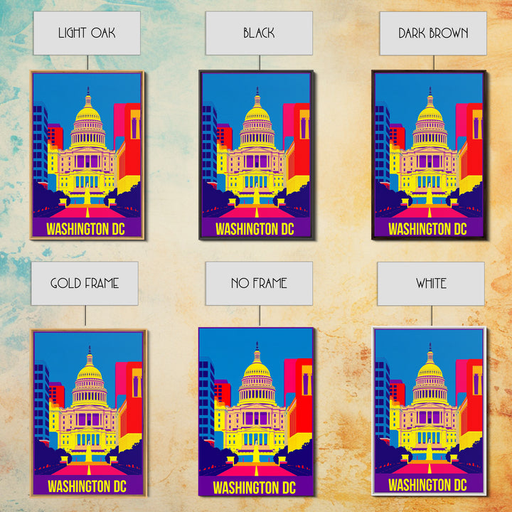 Washington Travel Poster, Framed Canvas Print, Colorful Graphic Wall Art, Washington City Art, Living Room Wall Art, Travel Wall Art