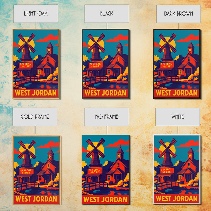 West Jordan Utah Travel Poster, Canvas Print, Vibrant Retro Travel Art, West Jordan City Art, Living Room Wall Art, Vintage City Poster