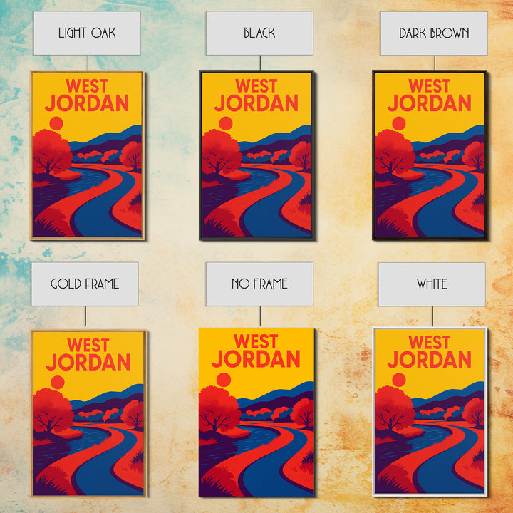 West Jordan Travel Poster, Framed Canvas Print, Bold Pop Art Poster, West Jordan Travel Art, Eclectic Wall Decor, City Illustration