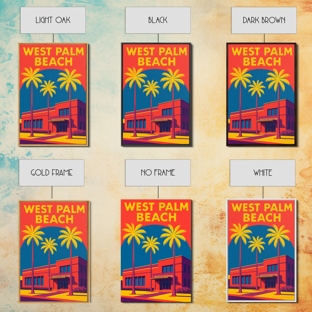West Palm Beach Florida Travel Poster, Canvas Print, Vibrant Retro Travel Art, West Palm Beach Travel Art, Vintage City Art