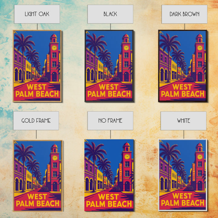 West Palm Beach Travel Poster, Framed Canvas Print, Colorful Graphic Wall Art, West Palm Beach Wall Art, Gift For Travelers, Travel Print