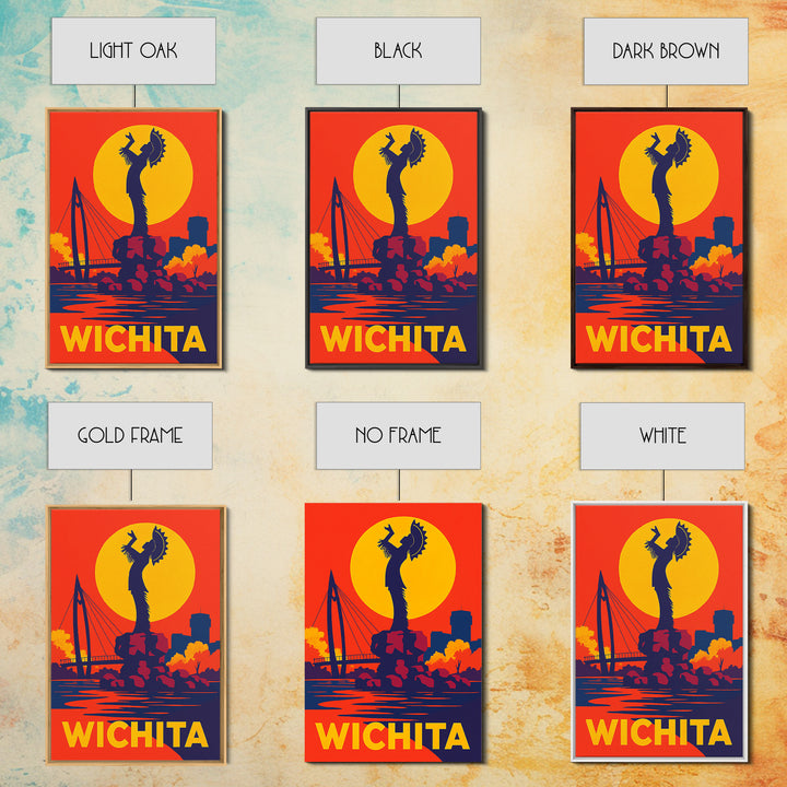 Wichita Kansas Travel Poster, Canvas Print, Vibrant Retro Travel Art, Wichita City Art, Mid Century Wall Art, Travel Print, Poster Print