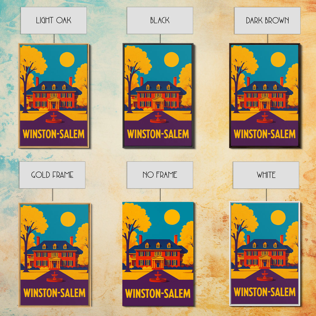 Winston Salem Travel Poster, Canvas Print, Colorful Graphic Wall Art, Winston Salem Travel Art, Travel Poster Set, Modern Wall Decor