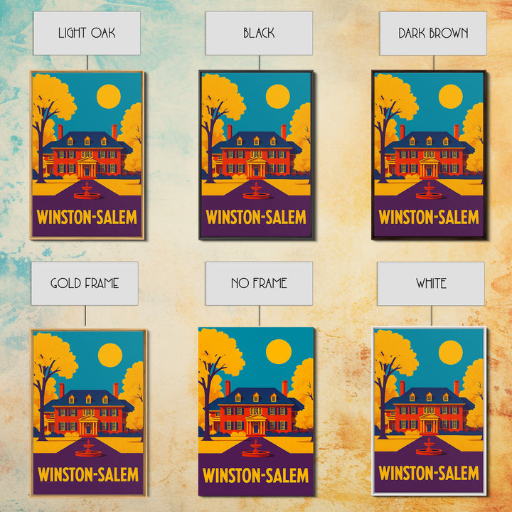 Winston Salem Travel Poster, Canvas Print, Colorful Graphic Wall Art, Winston Salem Travel Art, Travel Poster Set, Modern Wall Decor
