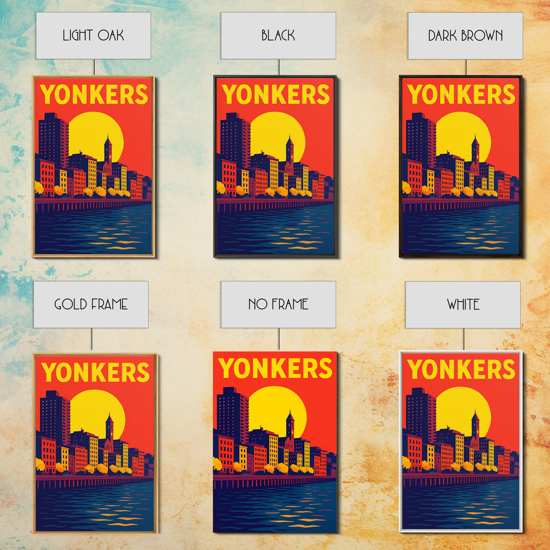 Yonkers Travel Poster, Canvas Print, Vibrant Retro Travel Art, Yonkers City Art, Watercolor Skyline Art, Office Decor, Retro Travel Print